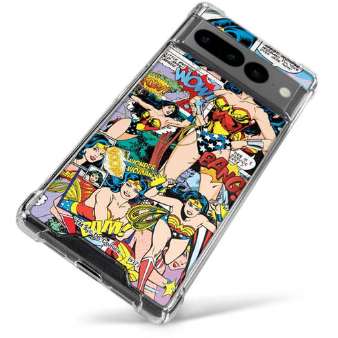 DC Comics Wonder Woman Comic Blast Google Pixel 7 Pro Clear Case